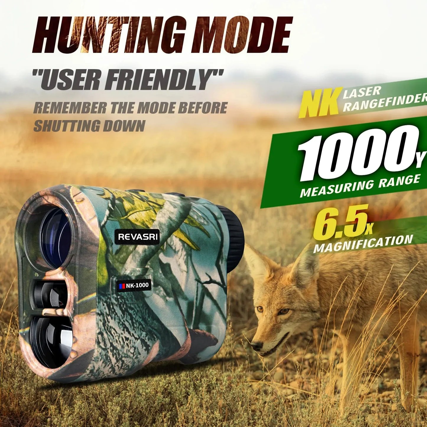 REVASRI Hunting Laser Rangefinder 1000 Yard Range - Rechargeable Battery - Target Acquisition Technology - Slope Compensation