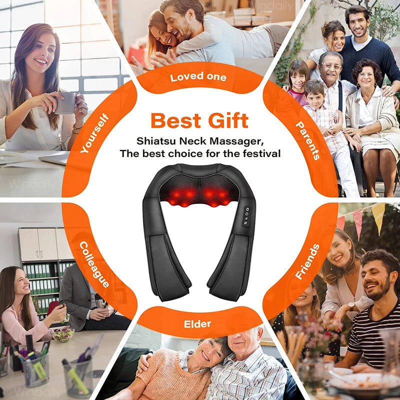 4D Shiatsu Neck, Shoulder, and Back Massager with Heat