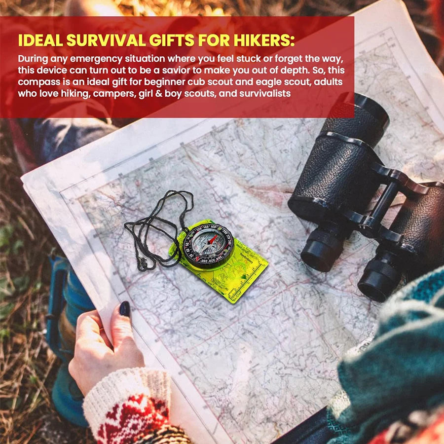 Professional Survival Compass - Hiking, Backpack, Outdoor Navigation & Map Reading