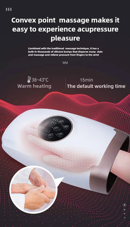 Cordless Hand Massager – Heat & Compression with 5 Intensity Levels, 5 Massage Modes, 2 Vibration Levels, and Travel Bag