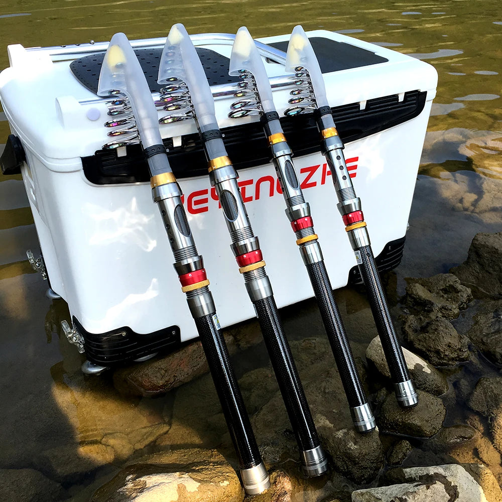 Carbon Fiber Collapsible Fishing Rod and Reel -  1.8-3.6m and 5.2:1 Gear Ratio Stainless Reel with Line