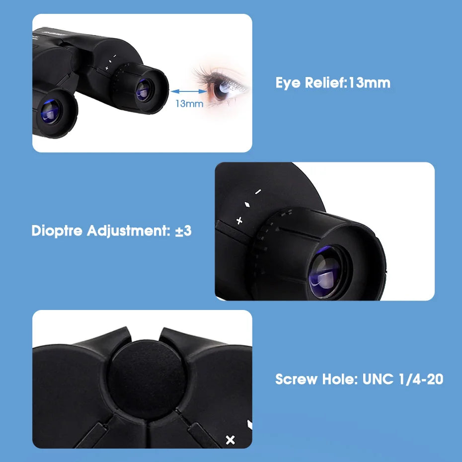 SVBONY SV10/SV10S 8x25 Compact Binoculars - Fixed Focus, Multi-coated Porro Prism Lenses