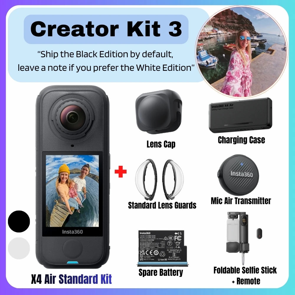 Insta360 X4 Air 2025 New Launch 360 Action Camera 8K 30fps Lightweight 165g Replaceable Lens Insta 360 Original Sports Cam