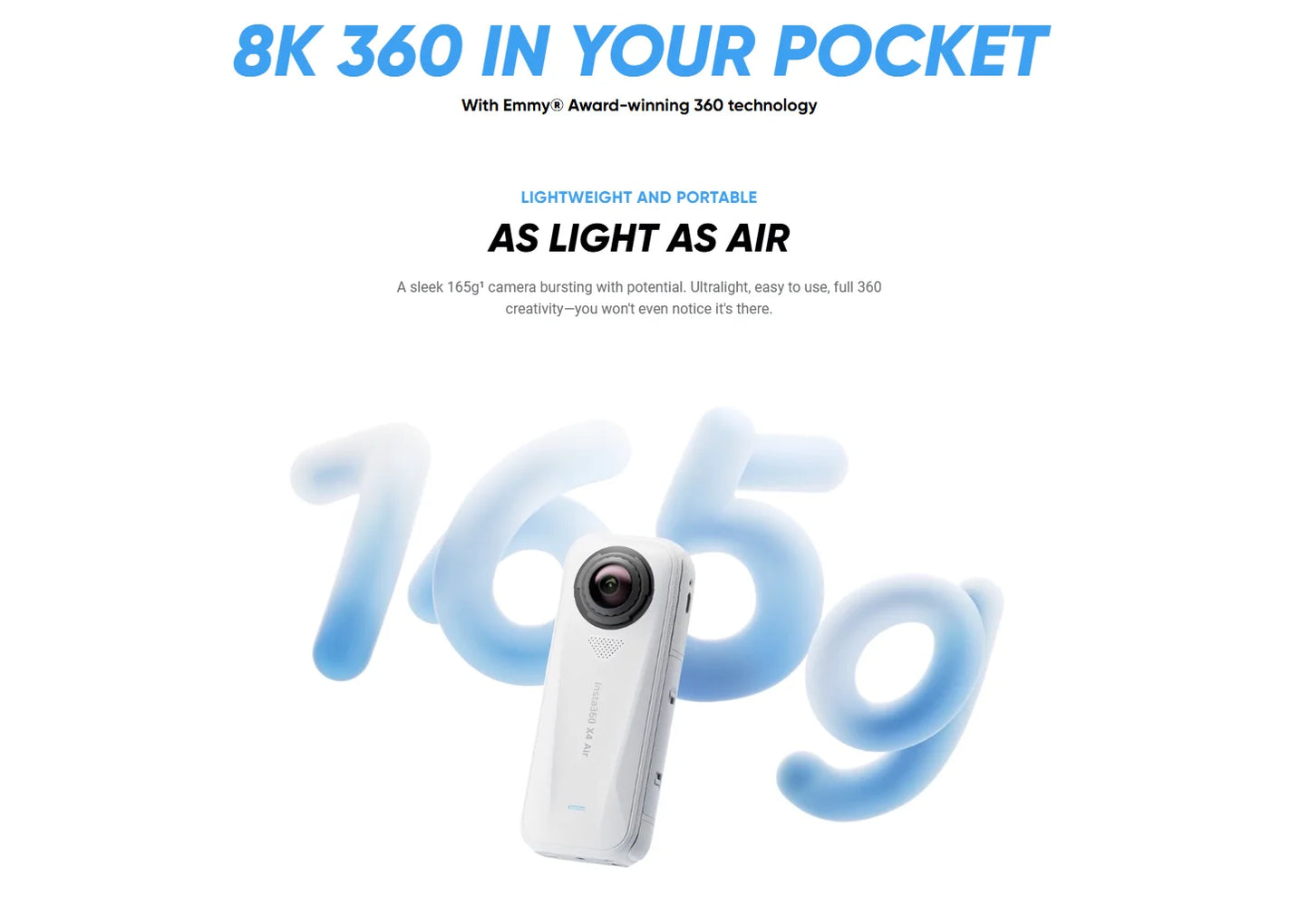 Insta360 X4 Air 2025 New Launch 360 Action Camera 8K 30fps Lightweight 165g Replaceable Lens Insta 360 Original Sports Cam