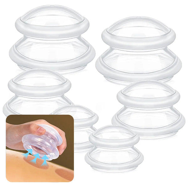 3/6 Pcs Silicone Cupping Kit - 3 Sizes - Reusable Massage Cups