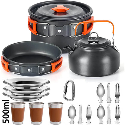 Camping Cooking Accessories Sets - Compact Nesting Camp Cookware - Lightweight Travel Tableware - Outdoor Picnic Set