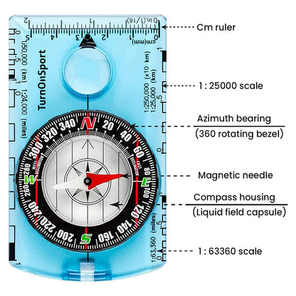 Professional Survival Compass - Hiking, Backpack, Outdoor Navigation & Map Reading