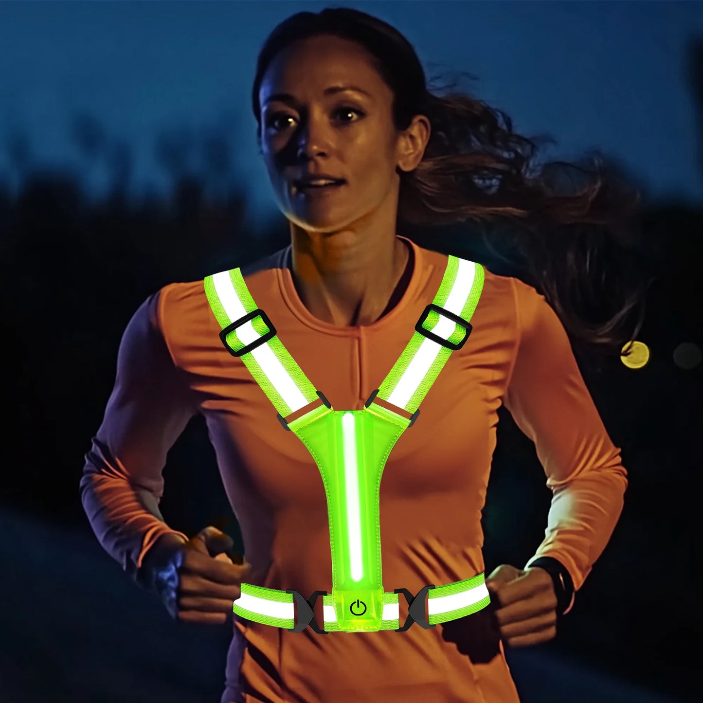 LED Illuminated Reflective Vest - High Visibility Straps - Rechargeable