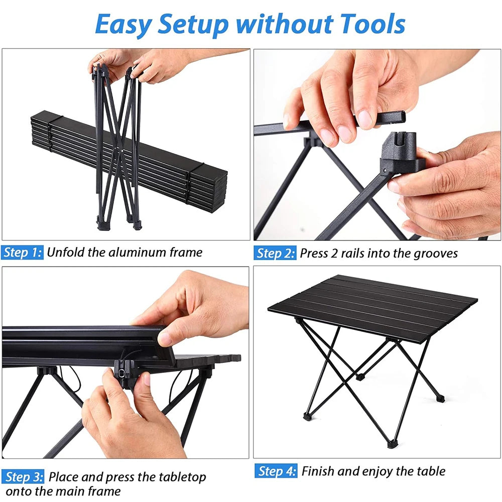 Folding Camping Table - Portable Compact Ultralight Aluminum Camp Table & Bag