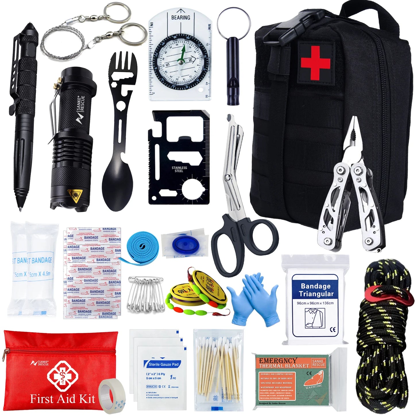 Emergency First Aid Kit With Molle Tactical Bag - Camping, Disaster, Survival, Accident Kit