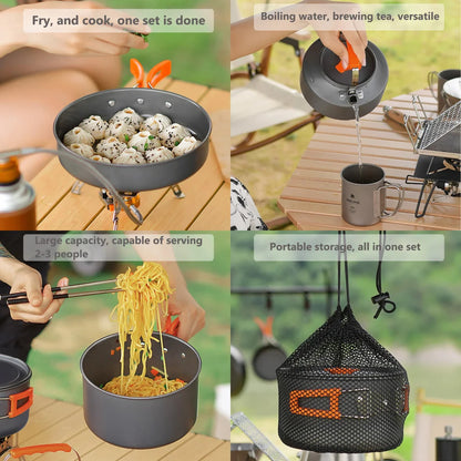 Camping Cooking Accessories Sets - Compact Nesting Camp Cookware - Lightweight Travel Tableware - Outdoor Picnic Set