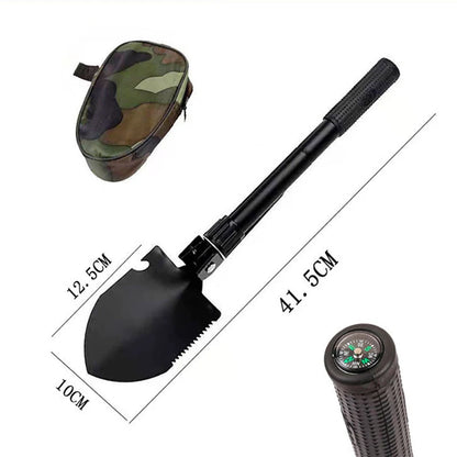 Survival/Backpacking Folding Shovel & Pick - Steel Folding Spade with Serrated Edge & Carry Case