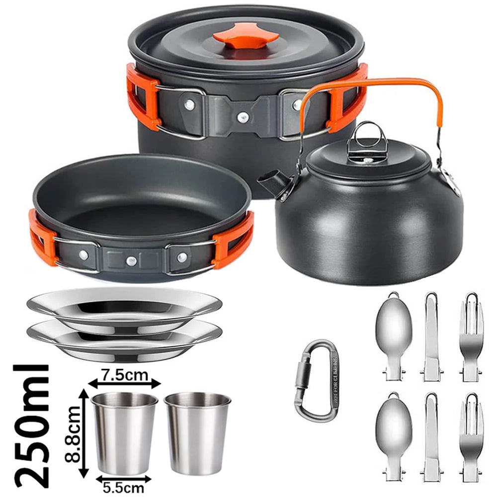 Camping Cooking Accessories Sets - Compact Nesting Camp Cookware - Lightweight Travel Tableware - Outdoor Picnic Set