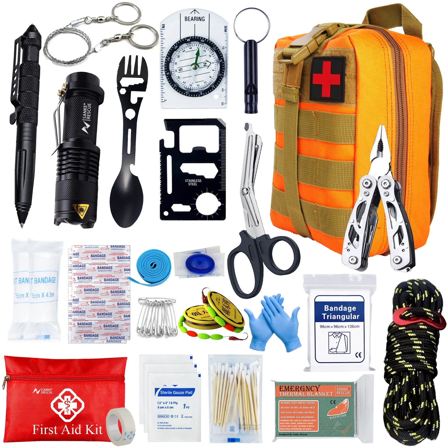 Emergency First Aid Kit With Molle Tactical Bag - Camping, Disaster, Survival, Accident Kit