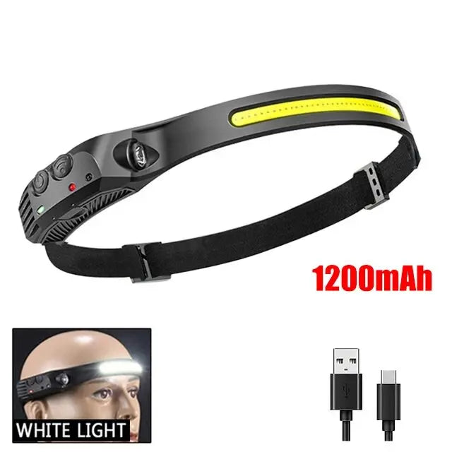 Lumi Light COB LED Headband - Waterproof Rechargeable Headlamp - Motion Sensing