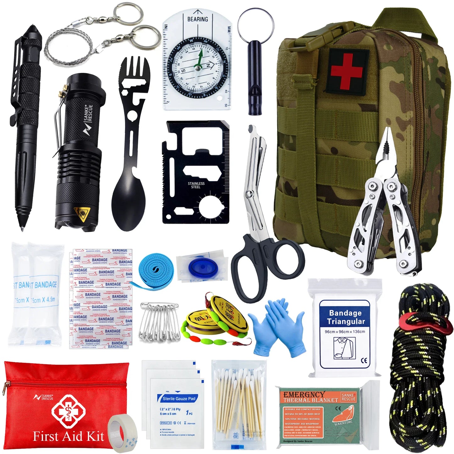 Emergency First Aid Kit With Molle Tactical Bag - Camping, Disaster, Survival, Accident Kit