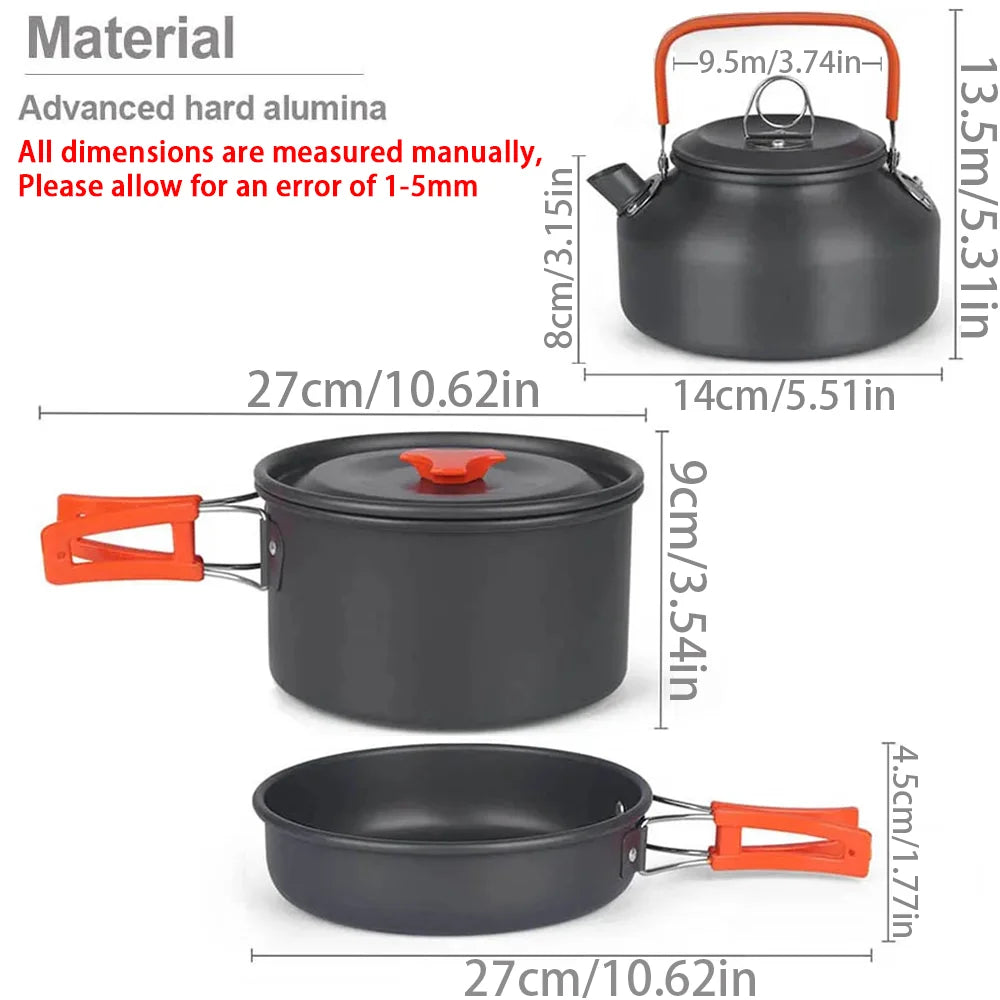 Camping Cooking Accessories Sets - Compact Nesting Camp Cookware - Lightweight Travel Tableware - Outdoor Picnic Set