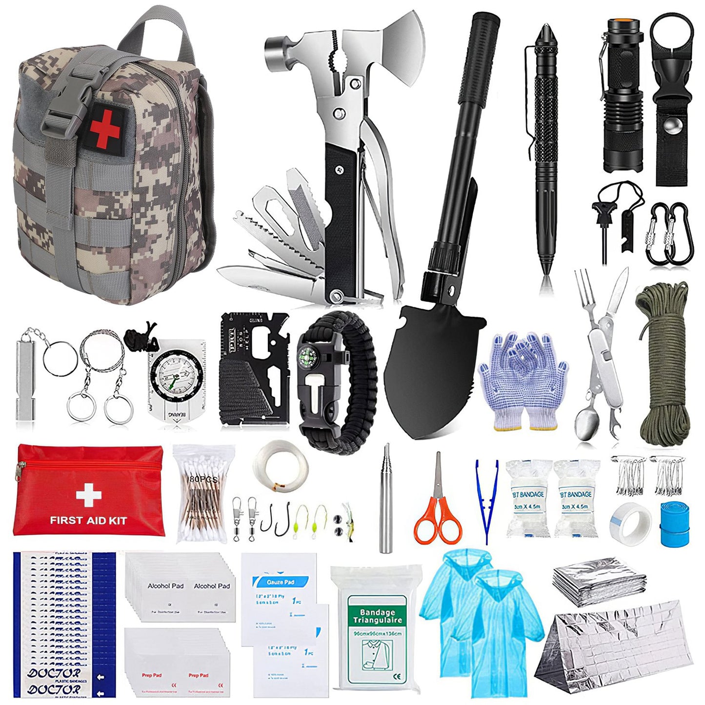 125Pcs Survival Kit - Professional Emergency Survival First Aid Kit, Supplies, Multi-tools