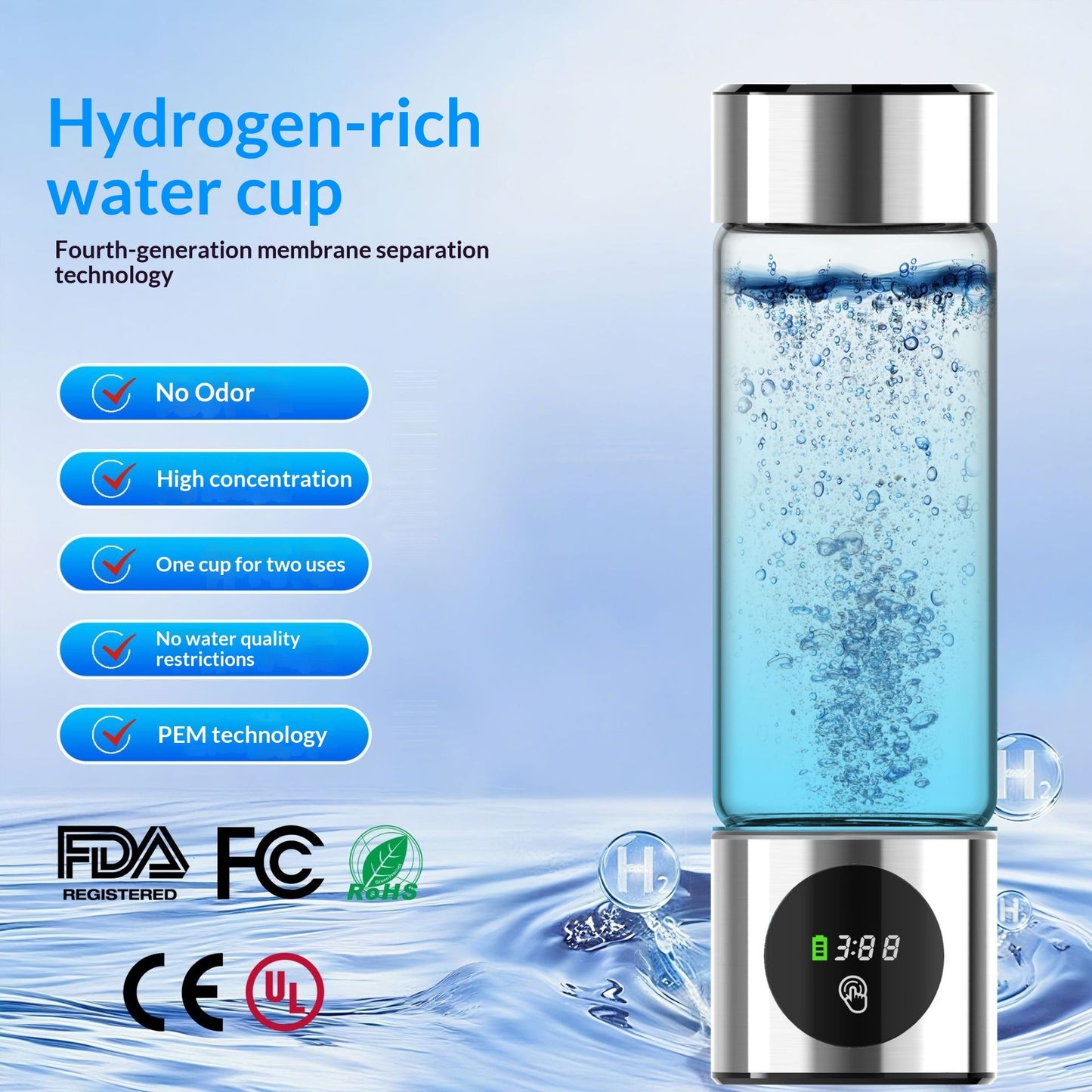Hydrogen Generator Water Bottle - 6000PPB
