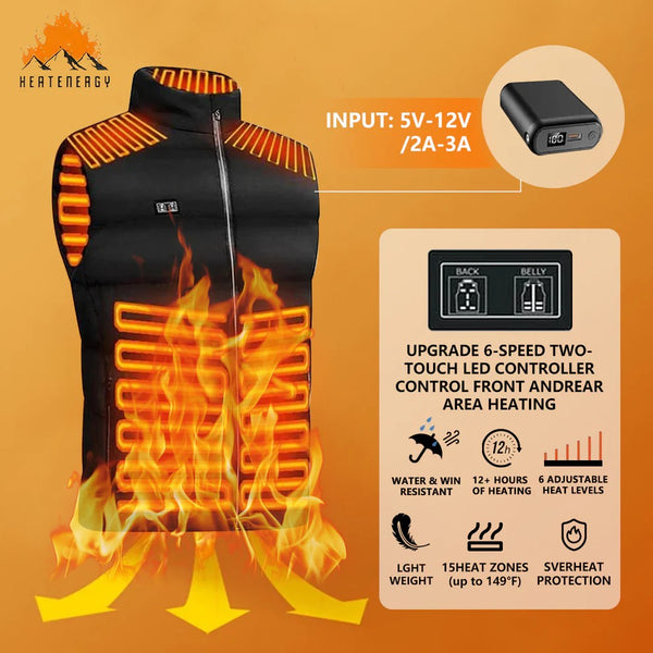 15-Heat Zone Heated Vest For Men & Women With Battery Pack (2025 Update)